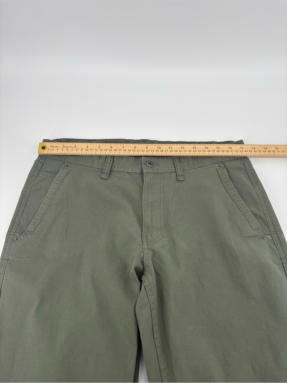 Eddie Bauer Mens Canvas Utility Pants 34x30 Green Stretch Workwear Outdoor Chino - Picture 8 of 14